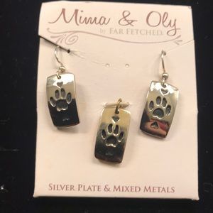Mima & Oly earring and pendant set! Paw print!